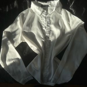 Shiny White Button Up